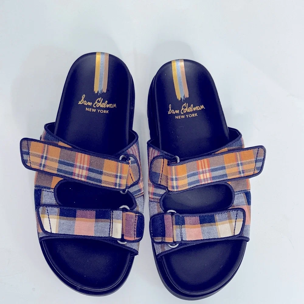 Sam Edelman Multicolor Slide Sandals Lug Soles Slip On Velcro Closure Size 7.5 - Picture 2 of 8
